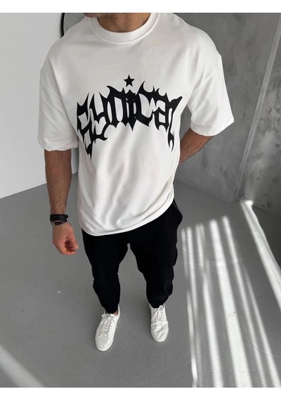 Epilons Zenviya21 Erkek Baskılı Bisiklet Yaka T-shirt - Beyaz Zenya785 Renkli