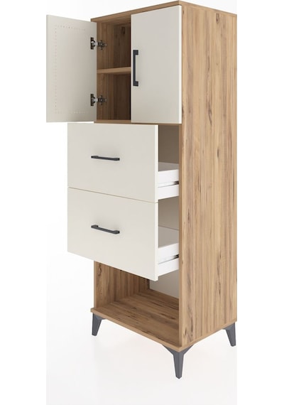 Hyperion Dolap 2 Raflı 2 Çekmeceli 2 Kapaklı 60x44x163 Çam-ay... Çam