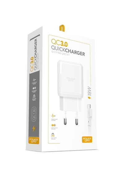 Qct30 Tüm Type-C Girişli Telefonlara Uyumlu 18W Hızlı Şarj