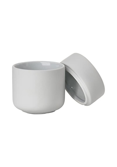 Ume Kozmetik Kutusu, Kapaklı Seramik Saklama Kutusu, Çap 8,3 Cm, Yükseklik 10,3 Cm, Yumuşak Gri Diğer