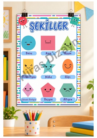 Hiras Dizayn Şekiller Eğitici Afiş A3, 30 42 Cm