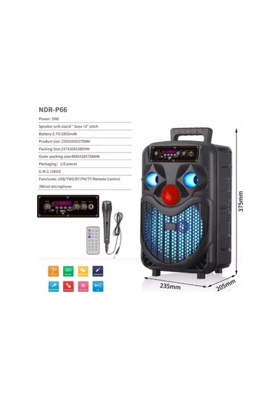 Kablosuz Hoparlör 8 İnç Büyük Boy Bluetooth Speaker Karaoke Mikrofon Işıklı Parti Fmradyo Aux Sd Usb