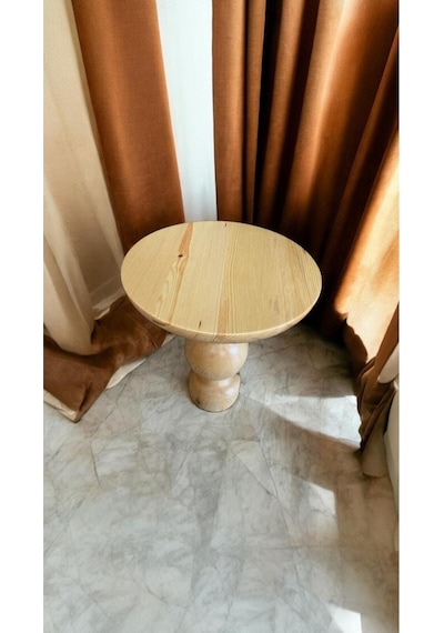 Wood Wooden Ahşap Tekli Mantar Yan Sehpa Modern Fiskos / Naturel Renk/ Zigon Sehpa Naturel