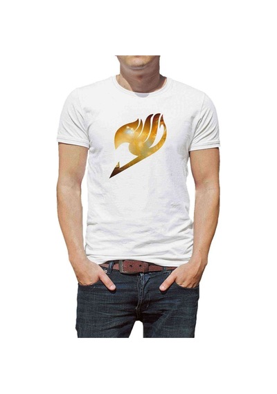 Anime Fairy Tail Glass Guild Emblem Baskılı Beyaz Erkek Tshirt (531007056)