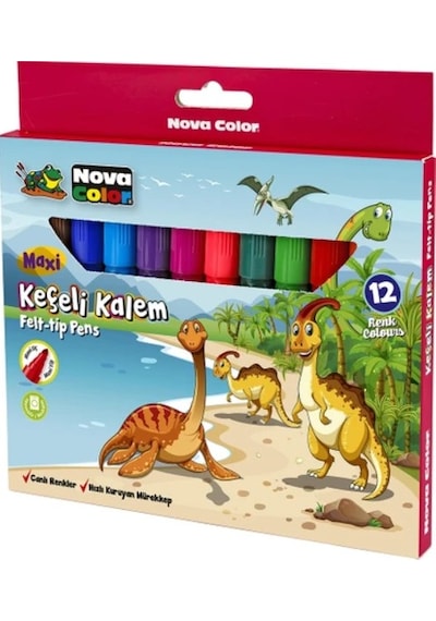 Maxi Jumbo Keçeli Kalem Felt-tip Pens- 12 Li