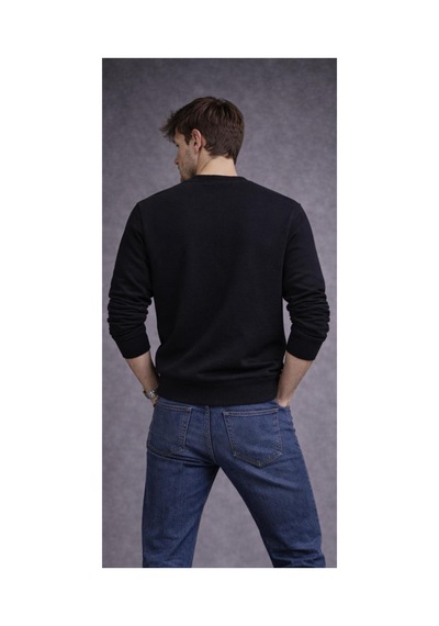 The Feel Marcel Erkek Regular Fit Bisiklet Yaka İnce Sweatshirt Siyah