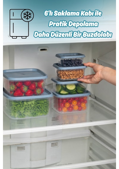 Porsima Sa-645-2 6 Adet 12 Parça Derin Dondurucu Mikrodalga Saklama Kabı - Çok Amaçlı Erzak Saklama Kabı Seti Mavi