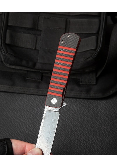Bestech Tıtan Karbon Fiber Ve G10 Saplı Ara Katman: 2,96'' Damascus Kamp Çakı Bl05b Çok Renkli