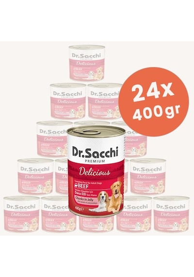Dr. Sacchi Sığır Etli Yetişkin Köpek Konservesi 24 x 400 G