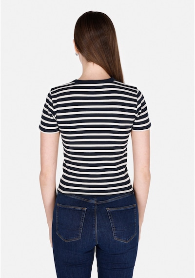 Colins Slim Fit Yuvarlak Yaka Çizgili Kadın Lacivert Kısa Kol Tişört Cl1073208 Q1.v1 Nav Lacivert