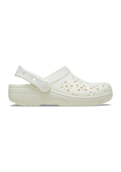 Crocs Classic Floral Cut Out Clog Kadın Terlik 210927 Ekru