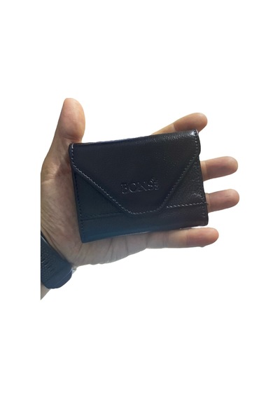 Bons Kaliteli Hakiki Deri Mıknatıslı 10 Gözlü Siyah Akordiyon Model Kartlık 10,5 Cm X 8 Cm Siyah