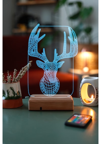 Özel Tasarım Geyik 3D Led Lamba