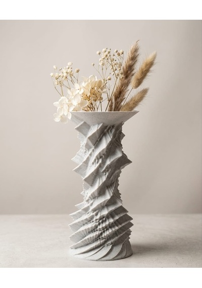3d İskandinav Mermer Dokulu Twist Vazo Mermer Desen