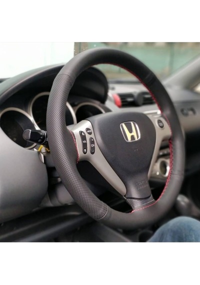 Honda Jazz Çift Desen Deri Direksiyon Kılıfı Siyah