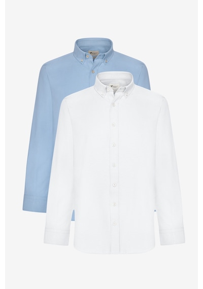 AC&Co / Altınyıldız Classics Erkek Beyaz-mavı 2'li Pamuklu Kolay Ütülenebilir Slim Fit Dar Kesim Oxford Gömlek Paketi Beyaz - Mavi AC&Co / Altınyıldız Classics Erkek Beyaz-mavı 2'li Pamuklu Kolay Ütülenebilir Slim Fit Dar Kesim Oxford Gömlek Paketi Beyaz - Mavi