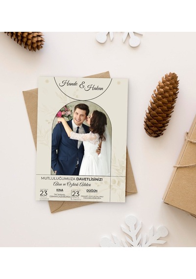 Bk Gift Kişiye Özel Fotoğraflı Düğün Davetiyesi Model 100 100adet