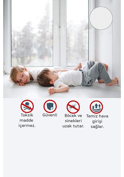 Pencere Sinekliği 130x150 Cm Çift Taraflı Bantlı Sinek Önleyici Kovucu Tül Perde Kapı Sinekliği Teli