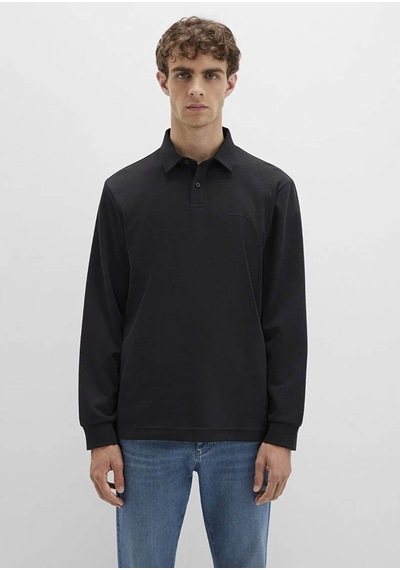 Mavi Düğme Detaylı Siyah Erkek Polo Yaka T-shirt M0613043-900 Siyah