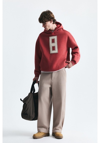 Vamos Numara Baskılı Oversize Sweatshirt Kırmızı