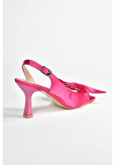 Fox Shoes Fuşya Saten Kurdele Detaylı Kadın Topuklu Ayakkabı K749384904 Fuşya