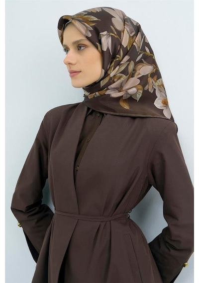 Armine İpek Eşarp 2026 Yaz - 9524-55 Acı Kahve Twill