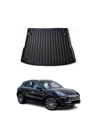 Porsche Macan 2014+ Uyumlu Araca Özel Kauçuk Tpe Bagaj Havuzu Siyah