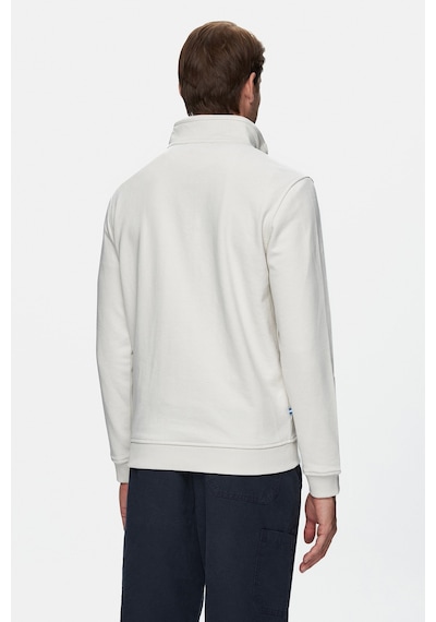 Ucla Leon Bej Yarım Fermuar Nakışlı Standard Fit Erkek Sweatshirt Bej