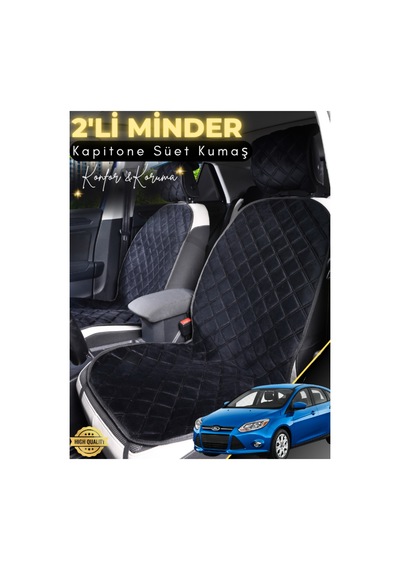 Ford Focus Uyumlu 2'li Süet Oto Koltuk Minderi Terletmez Universal Oto Koltuk Kılıfı A10 Siyah