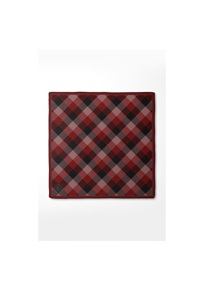 Levidor Noktalı Kareli Bask. Twill İpek Eşarp-0934 Bordo