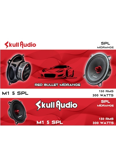 Skull Audio M1-5spl 13cm Red Bullet Midrange 150rms 300watt 2 Adet