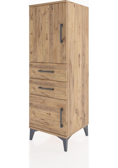 Hyperion Dolap 2 Raflı 2 Çekmeceli 2 Kapaklı 44x44x134 Çam-çam Çam