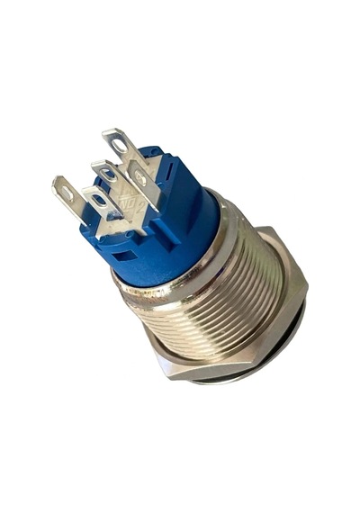 E1 19mm Metal Buton Kalıcılı 12-24v Kırmızı Led Işıklı 1no/1nc