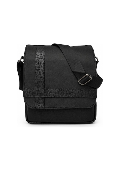Sanmorris Unisex Kapaklı Kanvas Postacı Çapraz Askılı Omuz Çantası Siyah
