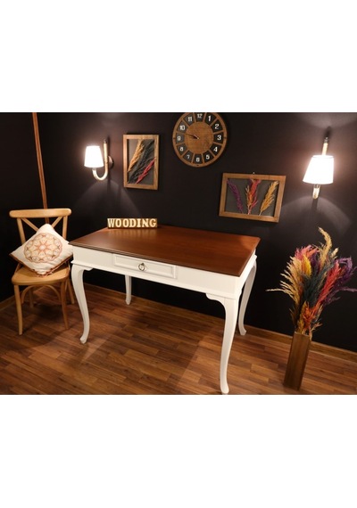 Wooding-Mobilya Wooding 120 Cm Çekmeceli Masif Beyaz Ceviz Çalışma Masası Wooding-Mobilya Wooding 120 Cm Çekmeceli Masif Beyaz Ceviz Çalışma Masası