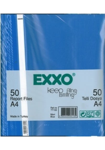 Exxo Plastik Telli Dosya Mavi 50 Li Paket