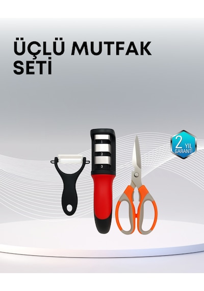 Gld-spt- Çok Fonksiyonlu Mutfak Makas Seti 3 Makas, Bileyici Ve Soyacak Dahil Paslanmaz Çelik