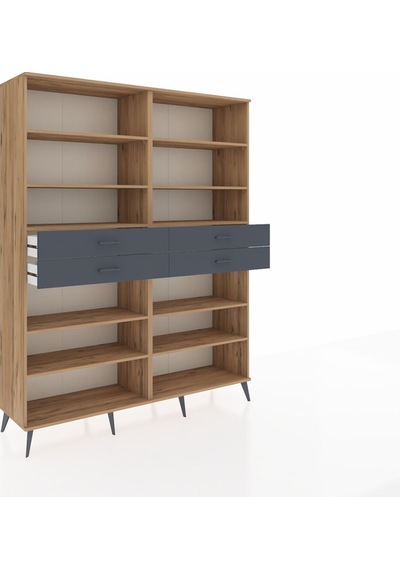 Hyperion Gardrop 10 Raflı 4 Çekmeceli 176x44x221 Çam-çam/antrasit Çam/antrasit Hyperion Gardrop 10 Raflı 4 Çekmeceli 176x44x221 Çam-çam/antrasit Çam/antrasit