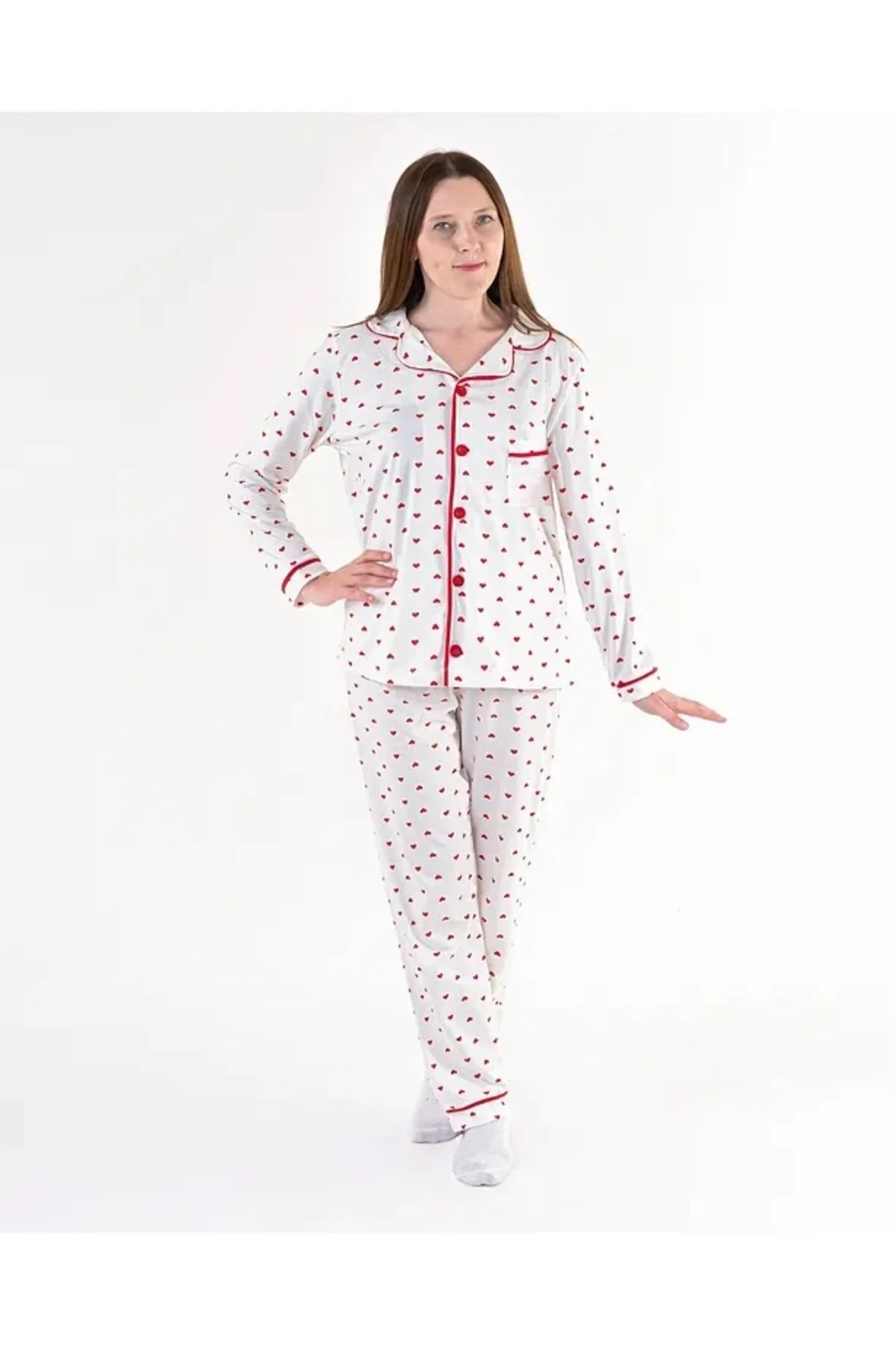 Dolaş Kids Anne Ve Kız Çocuk Kombin Pamuklu Kalıp Basklı Pijama Takımı Beyaz