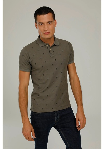 22971-men Poloshırt K.hak Haki Erkek Kısa Kol T-shirt Siyah