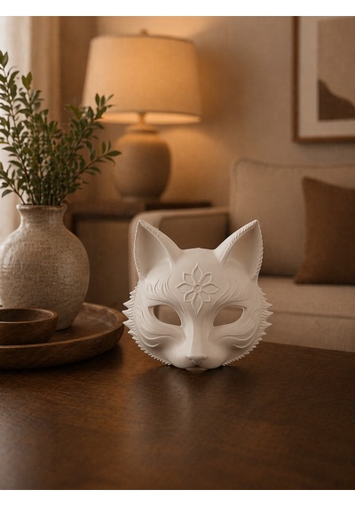 Feng Shui Tilki Maske Figürü Gizem Koruma Ve Enerji Denge Sembolü