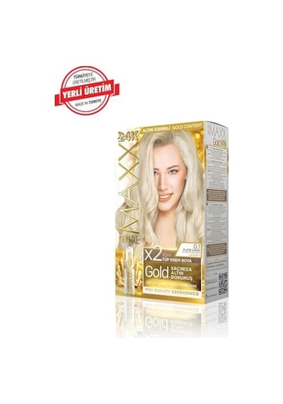Serisi 24k Altın Parçacıklı Serum İle 1 Kutu 2 X 50 Ml Ve Geliştiriciler Saç Boyası Platin Sarısı 0.1