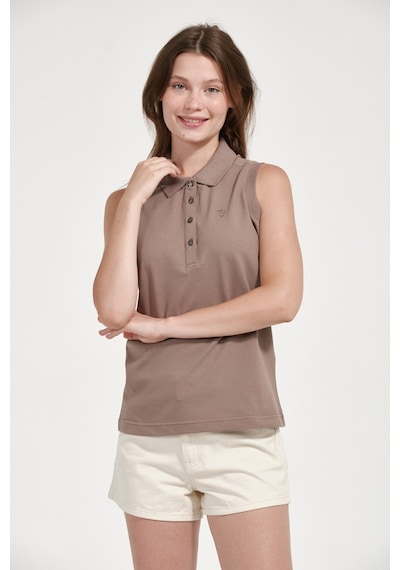 Kadın Regular Fit Kolsuz Polo Vizon