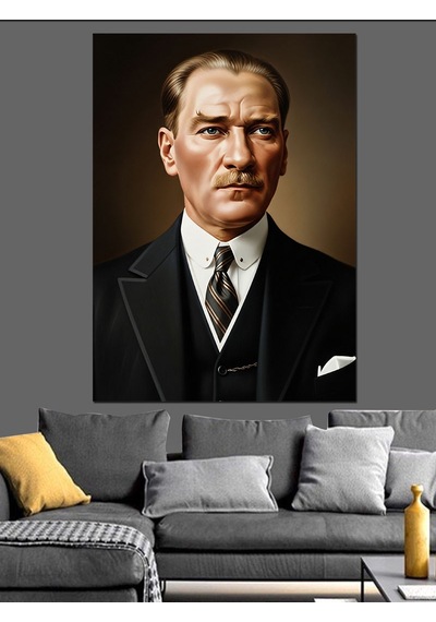 Ahşap Tablo Gerçekçi Atatürk Yüzü Portresi