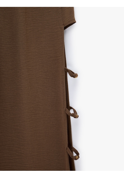 Koton Pencere Detaylı Boncuklu Geniş Paça Pantolon Kahverengi 6sak40456uw Kahve