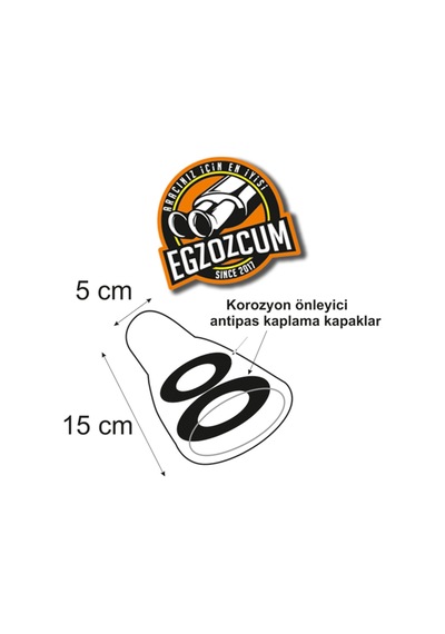 Antipas İç Kaplamalı 51 Mm. Yassı Islık Sesli Nikelaj Egzoz Uyumlu Eksoz Ucu Tekli
