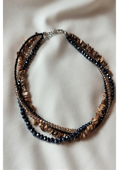 Badeaccessories Jasper Kırıktaş, Kristal Taşlı Tasarım Kolye Altın