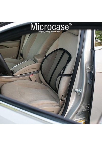 Microcase Ortopedik Sırt Bel Minderi Fileli Destekli Ayarlanabilir Araba Koltuk Sandalye 1 Adet Al5380 Siyah
