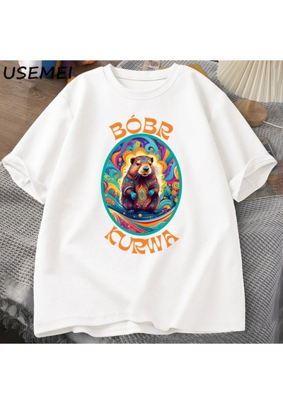 Startmore Bóbr Kurwa Gladyatör T Shirt Erkekler Kadınlar İçin Roma'nın Zafer Grafik T-shirt Bober Beave 2833 Beyaz