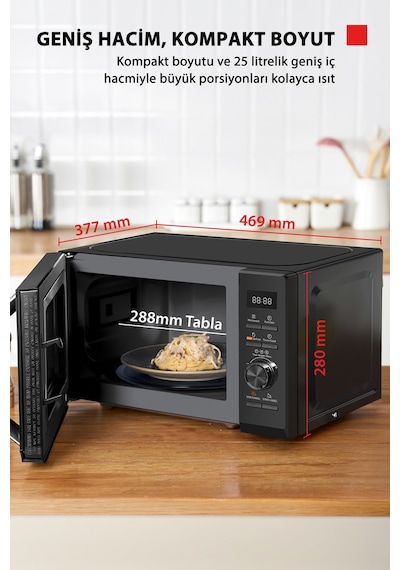 Toshiba MW3-AG25PF BK Grill Izgaralı Chef Defrost 25 L Dijital Siyah Mikrodalga Fırın